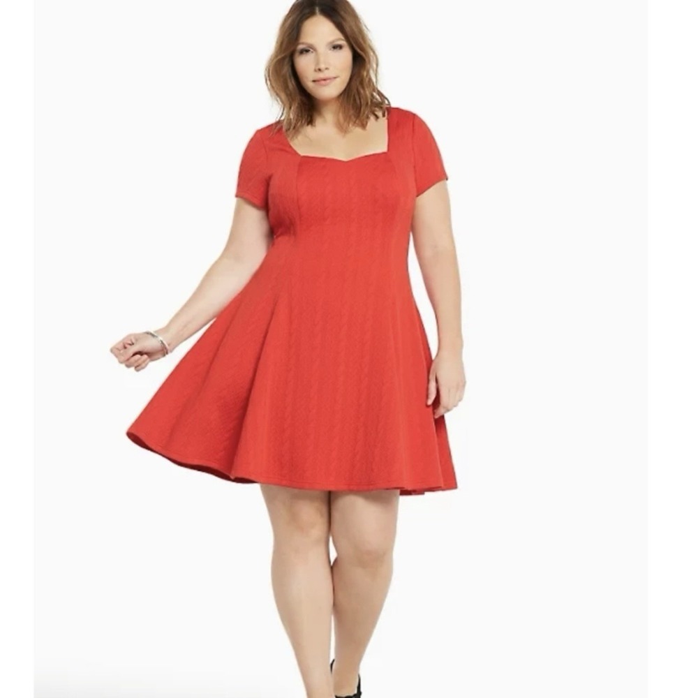 Torrid Textured Skater Dress Size 3 Sweetheart Womens‎ Cherry Christmas Pin Up